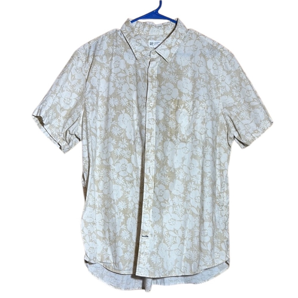 Gap Men's Cream Short Sleeve Shirt Size XL